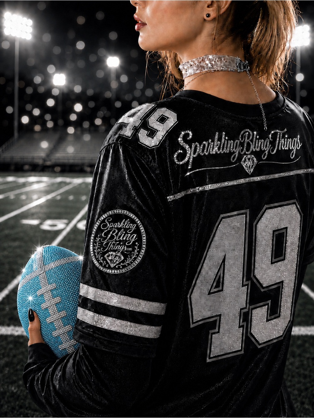 NWT Football Clutch Purse Sparkling Bling Crystal Rhinestone Bag Super Bowl - Picture 6 of 15